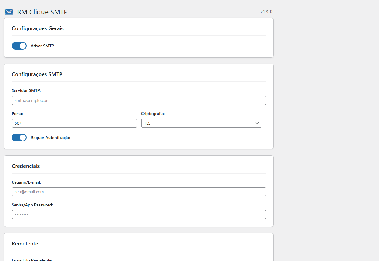 SMTP  RM Clique – WordPress